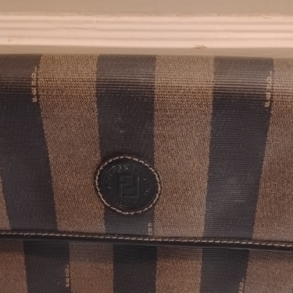 Fendi Men's Black and Brown Striped Briefcase